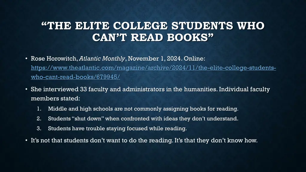 the elite college students who can t read books