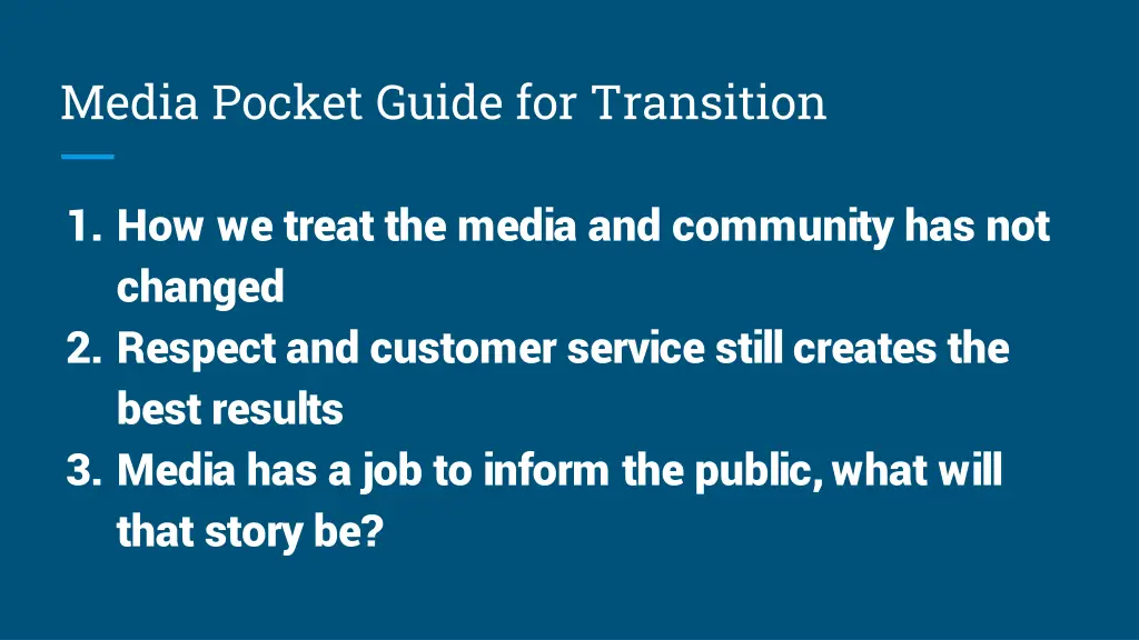 media pocket guide for transition