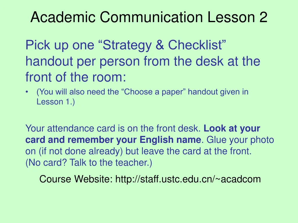 academic communication lesson 2