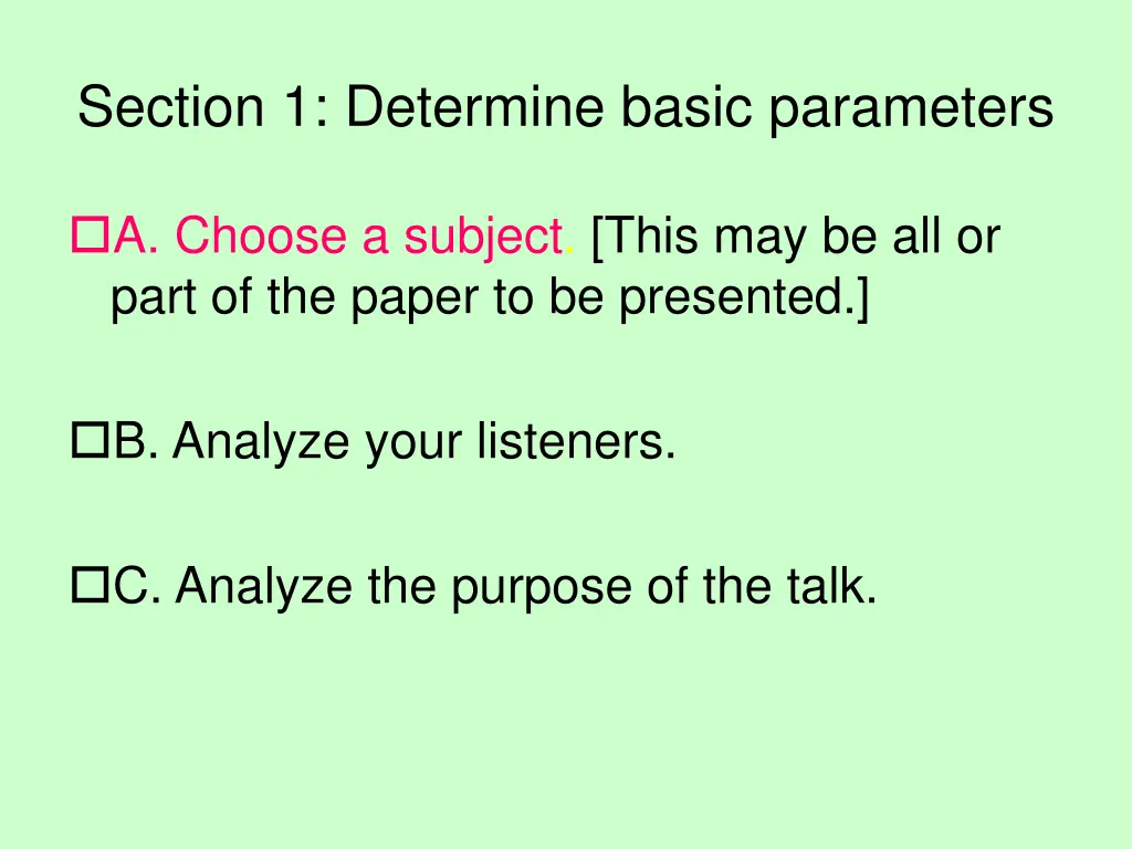 section 1 determine basic parameters