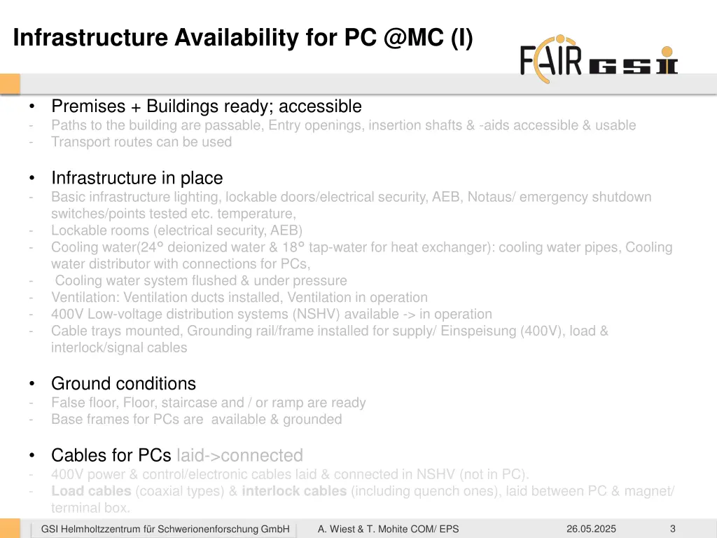 infrastructure availability for pc @mc i