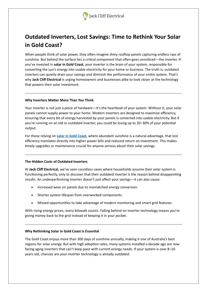 outdated inverters lost savings time to rethink