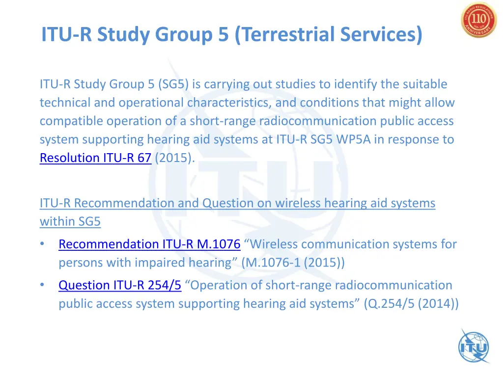 itu r study group 5 terrestrial services