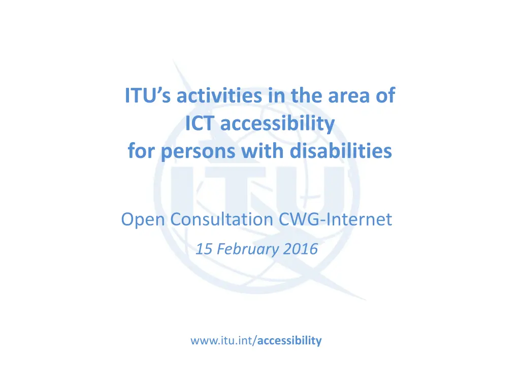 itu s activities in the area of ict accessibility