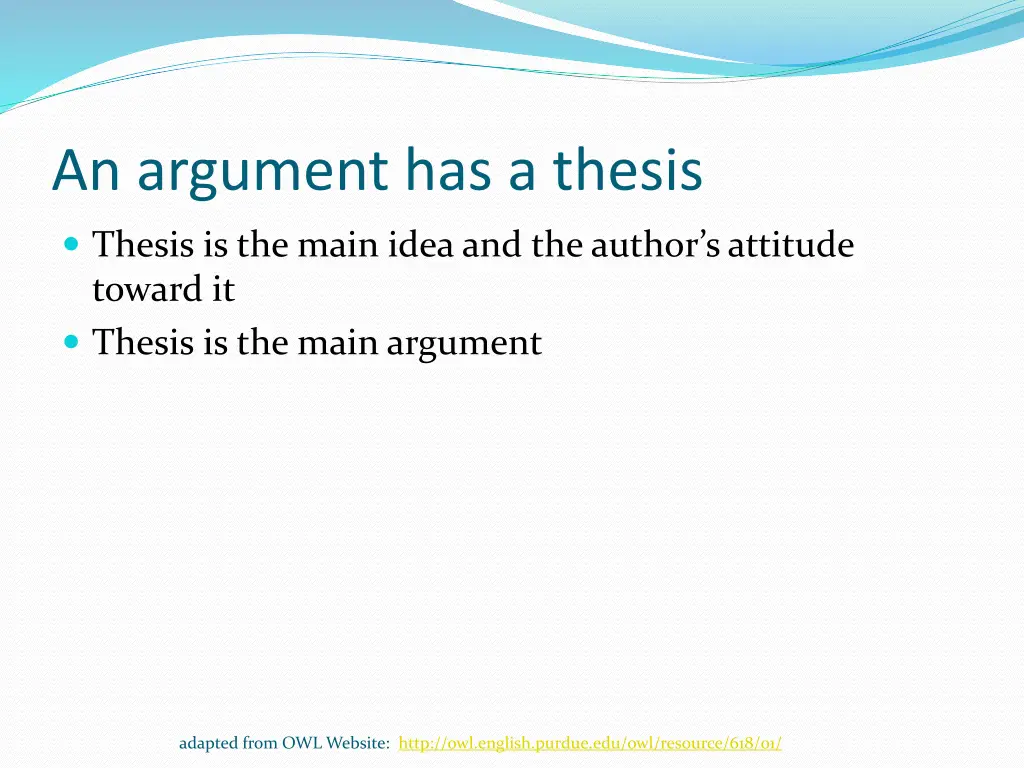 an argument has a thesis