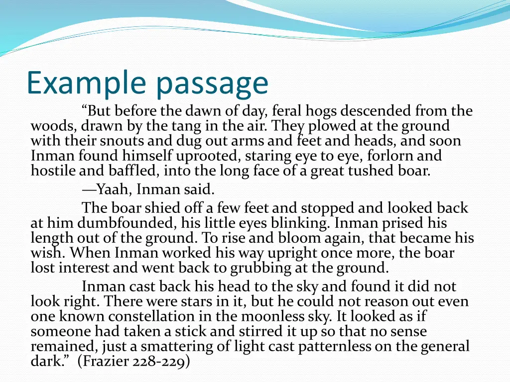 example passage but before the dawn of day feral