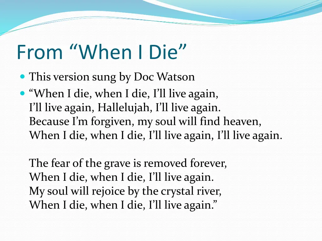 from when i die