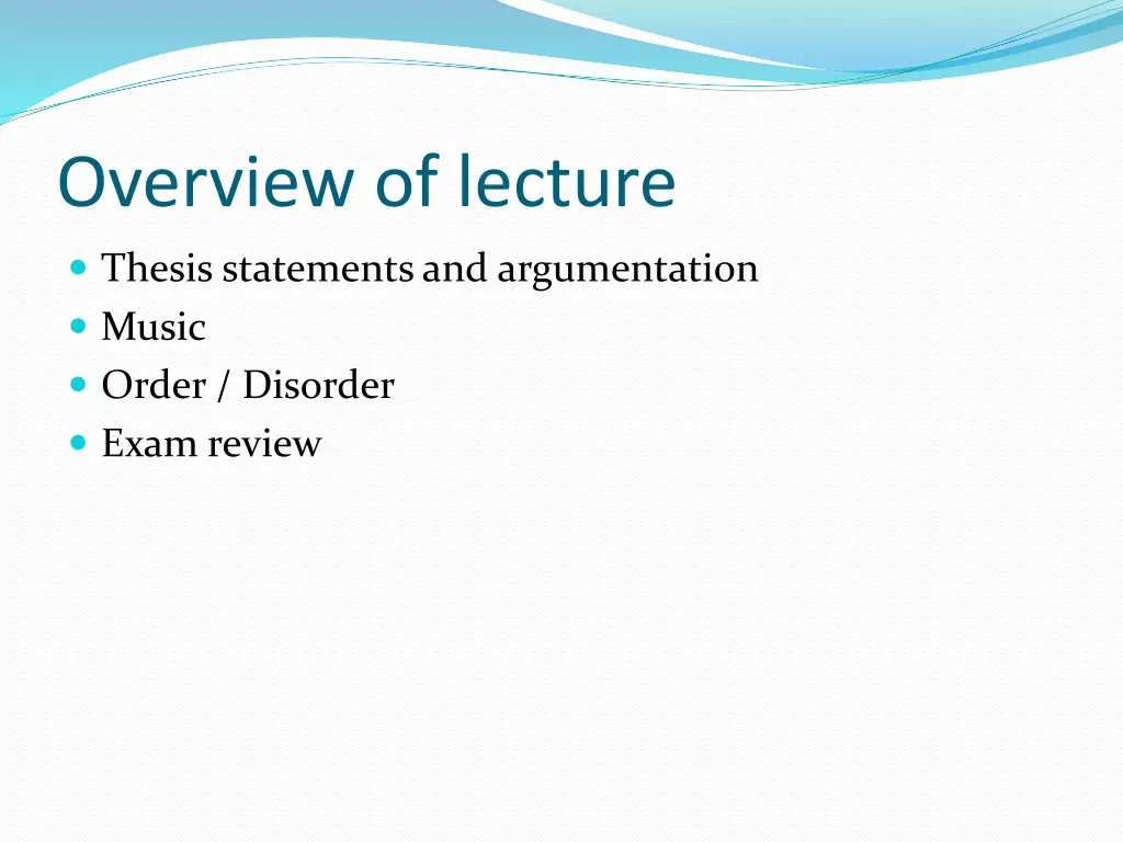 overview of lecture