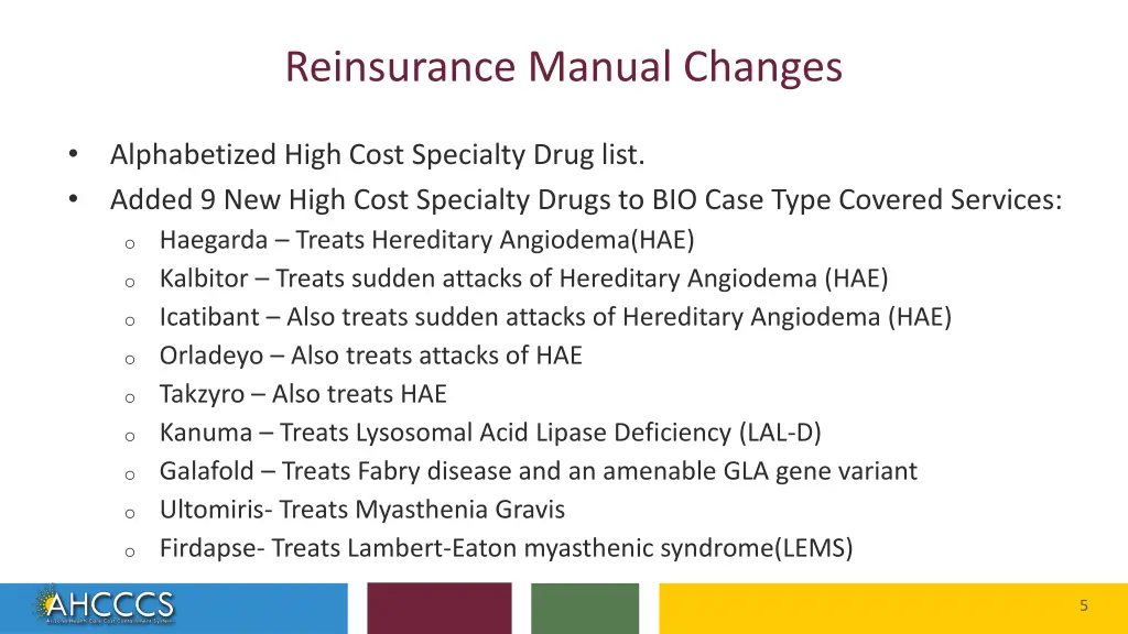 reinsurance manual changes 1