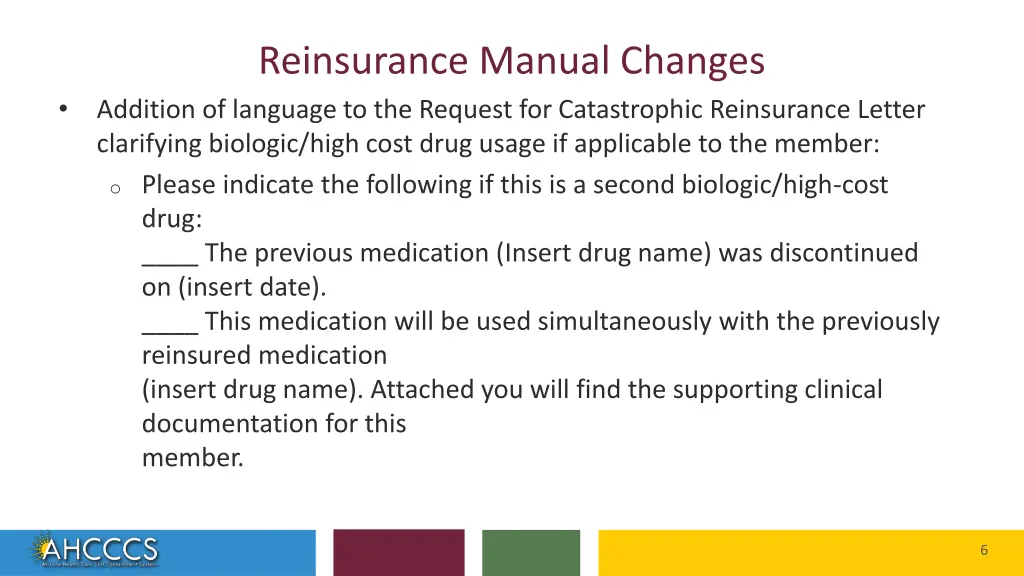 reinsurance manual changes addition of language