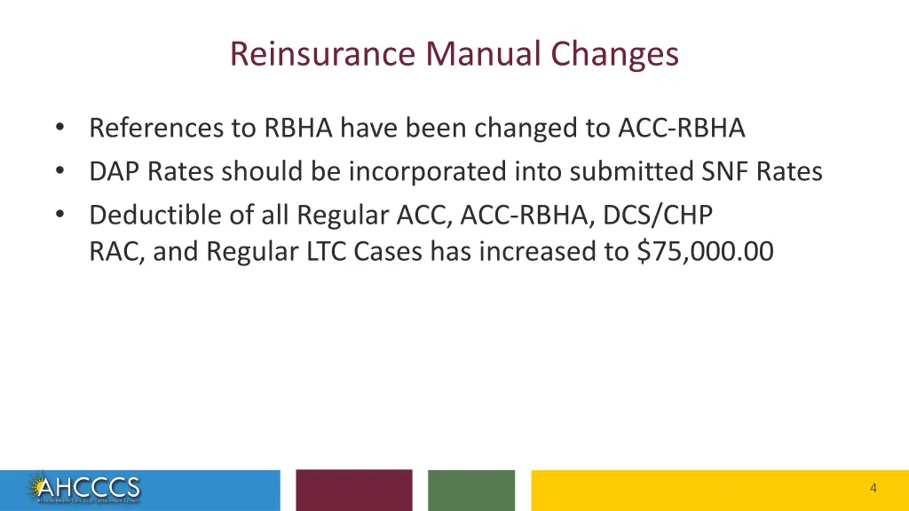 reinsurance manual changes