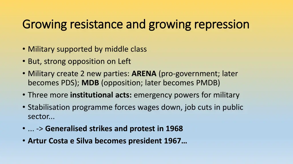 growing resistance and growing repression growing