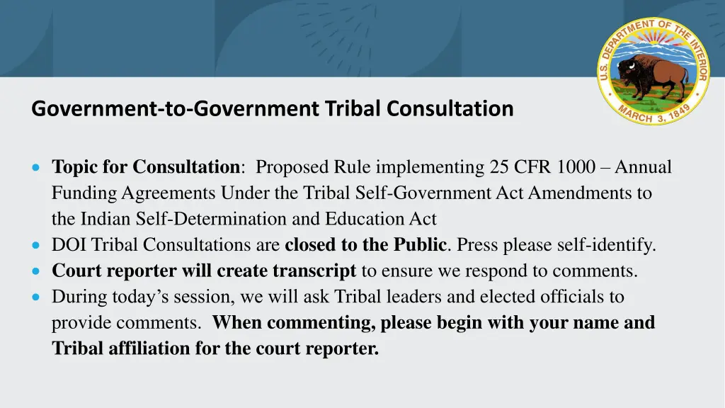 government to government tribal consultation