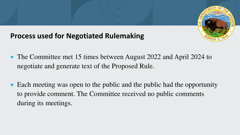 process used for negotiated rulemaking 1