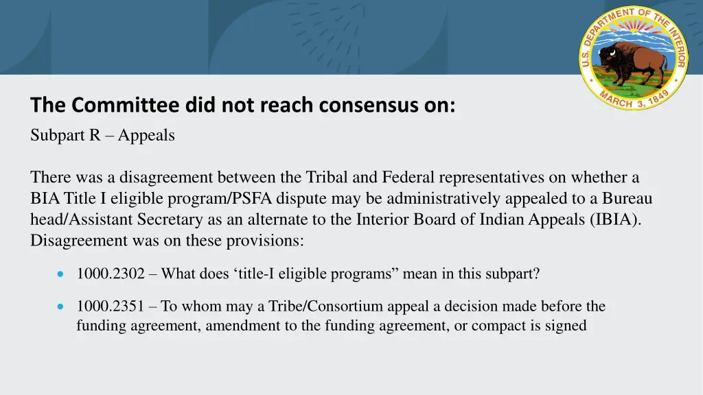 the committee did not reach consensus on subpart 3