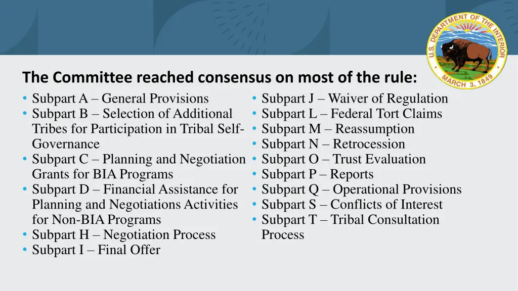 the committee reached consensus on most