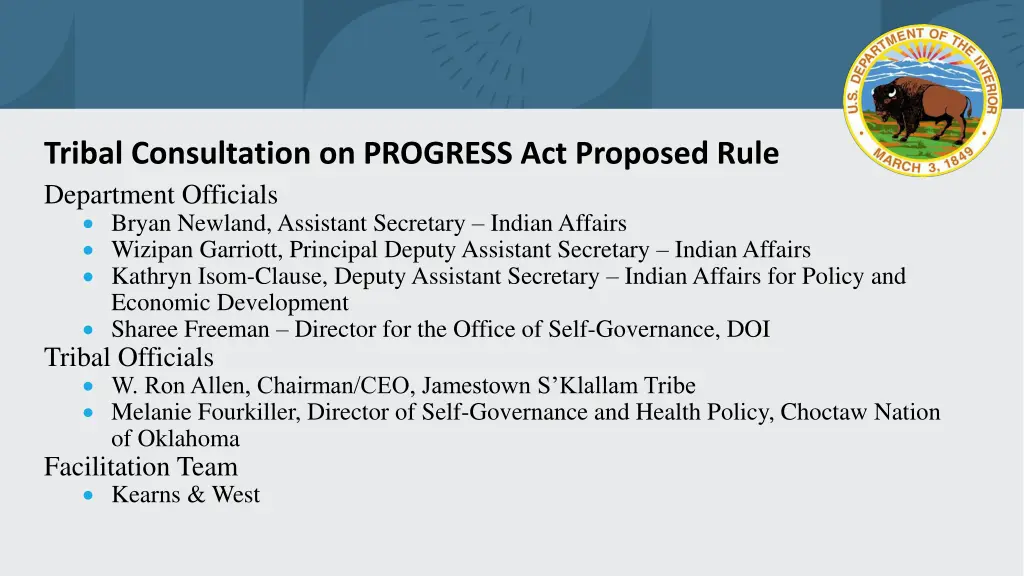 tribal consultation on progress act proposed rule