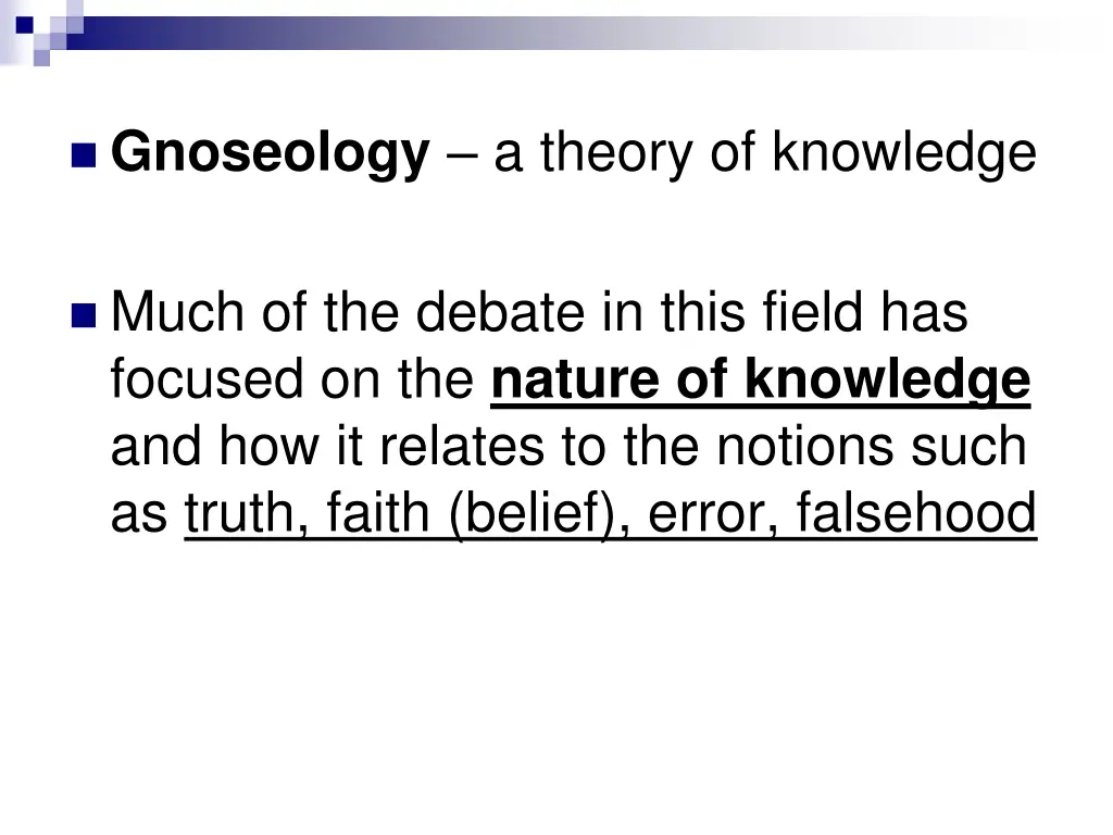 gnoseology a theory of knowledge
