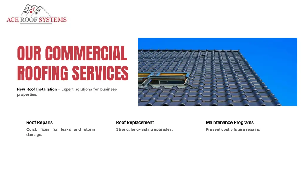 our commercial roofing services new roof
