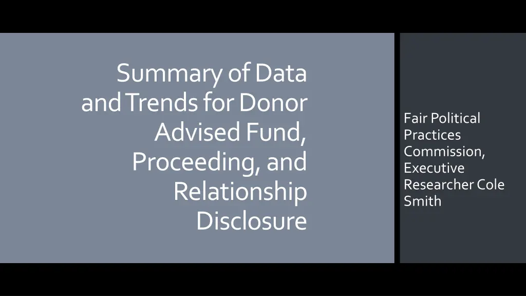 summary of data and trends for donor advised fund