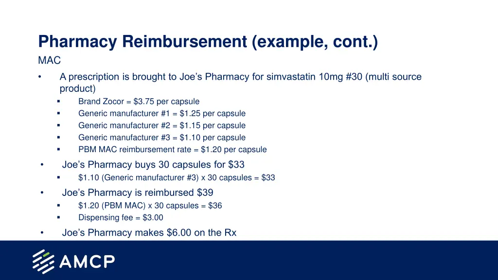 pharmacy reimbursement example cont mac