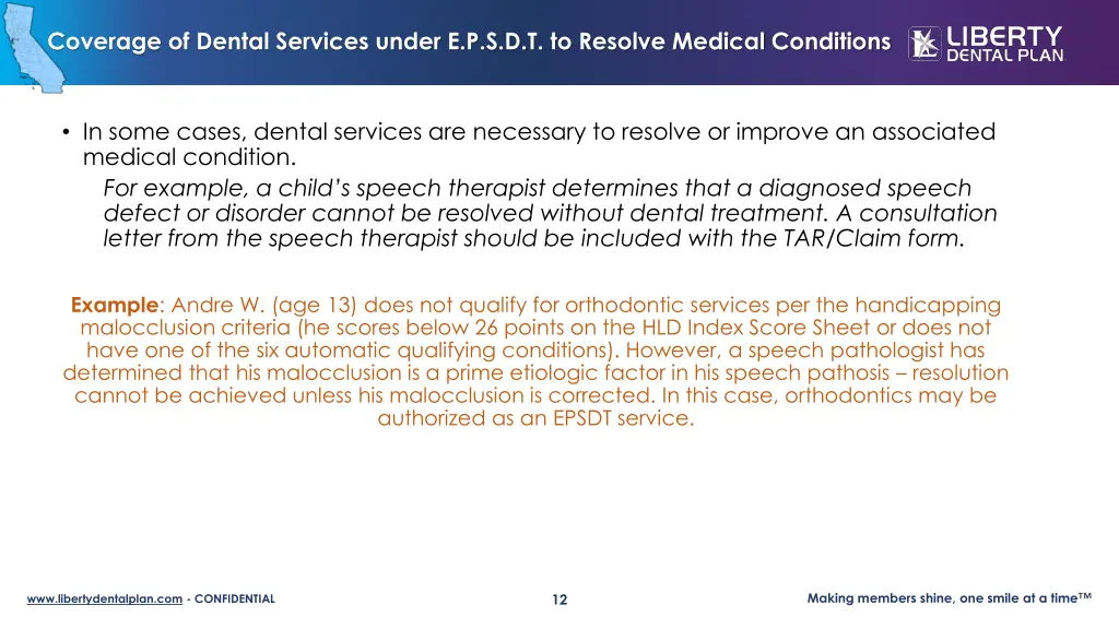 coverage of dental services under