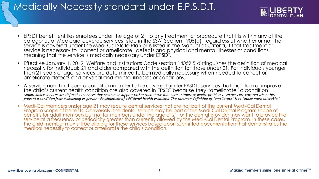 medically necessity standard under e p s d t