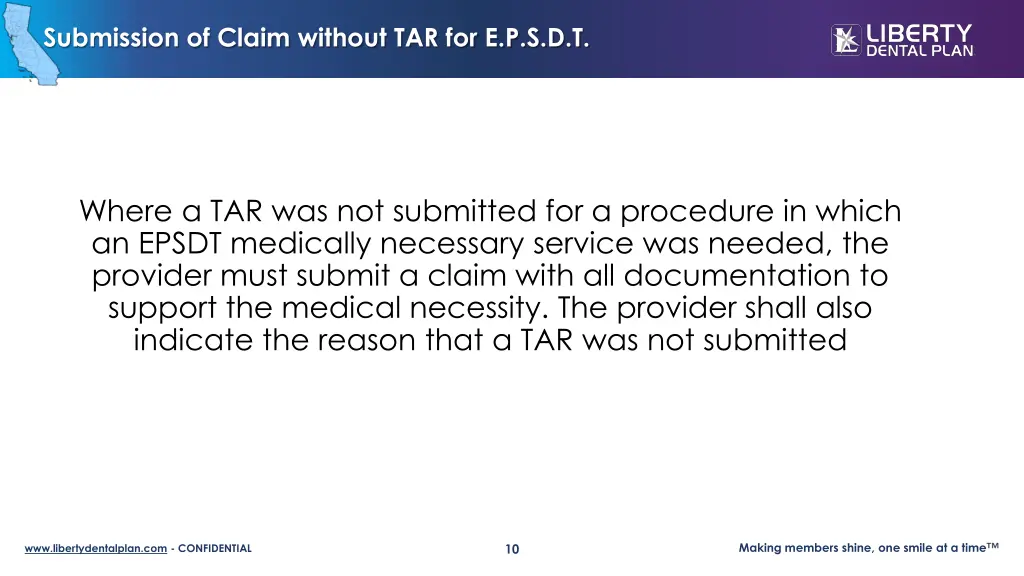 submission of claim without tar for e p s d t