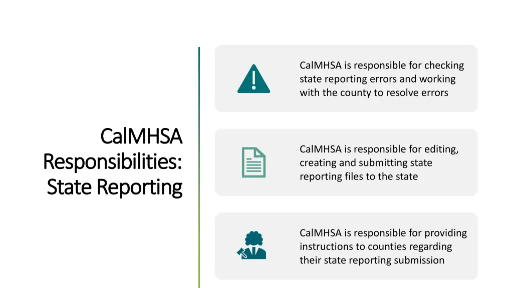 calmhsa is responsible for checking state