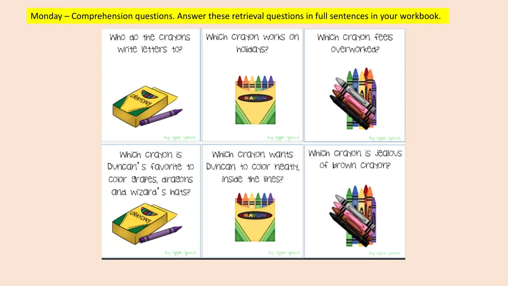 monday comprehension questions answer these