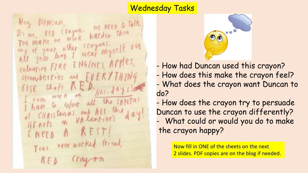 wednesday tasks