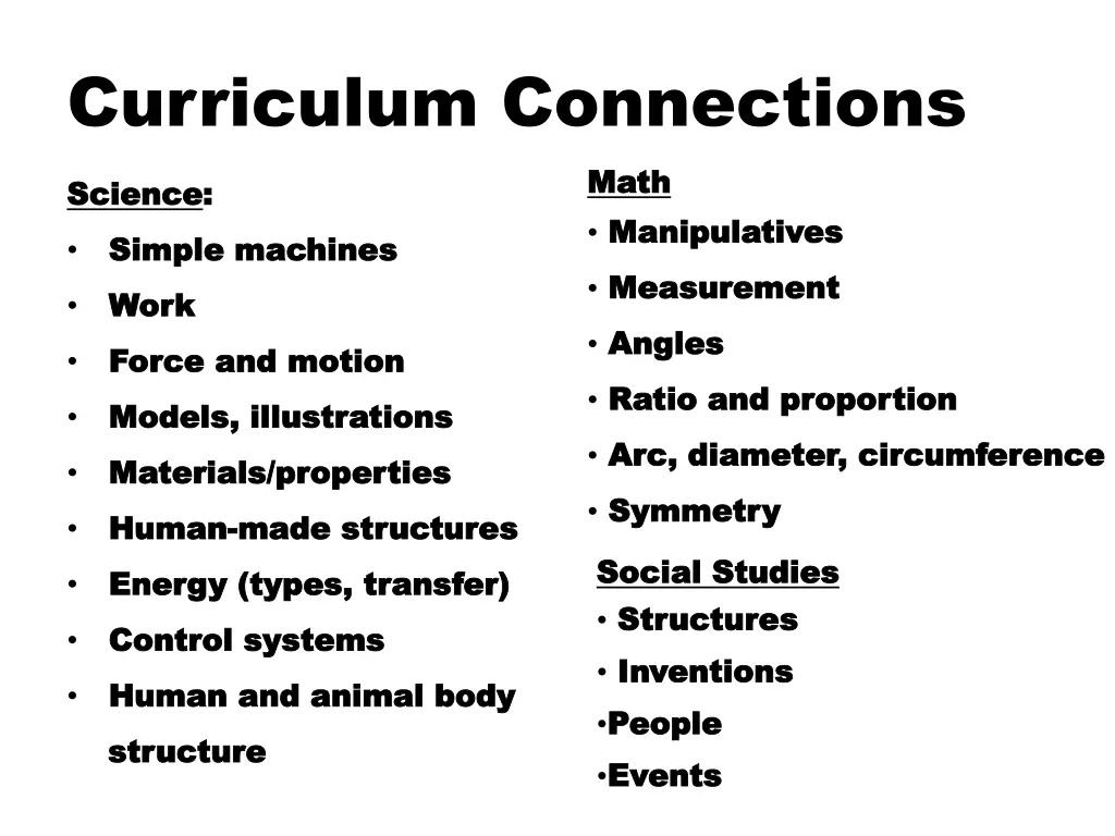 curriculum connections