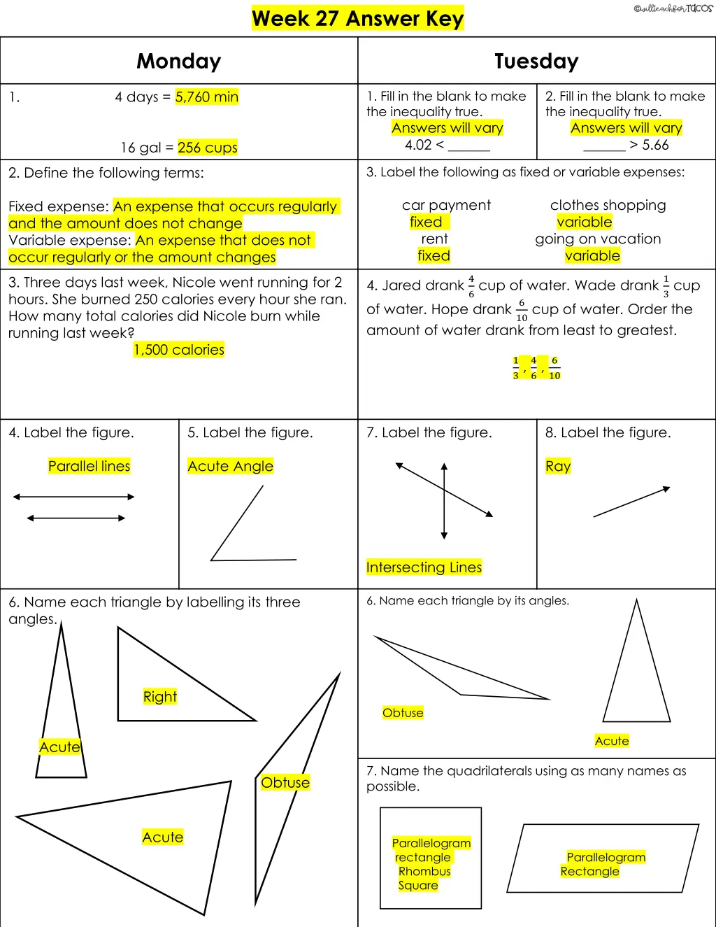 week 27 answer key