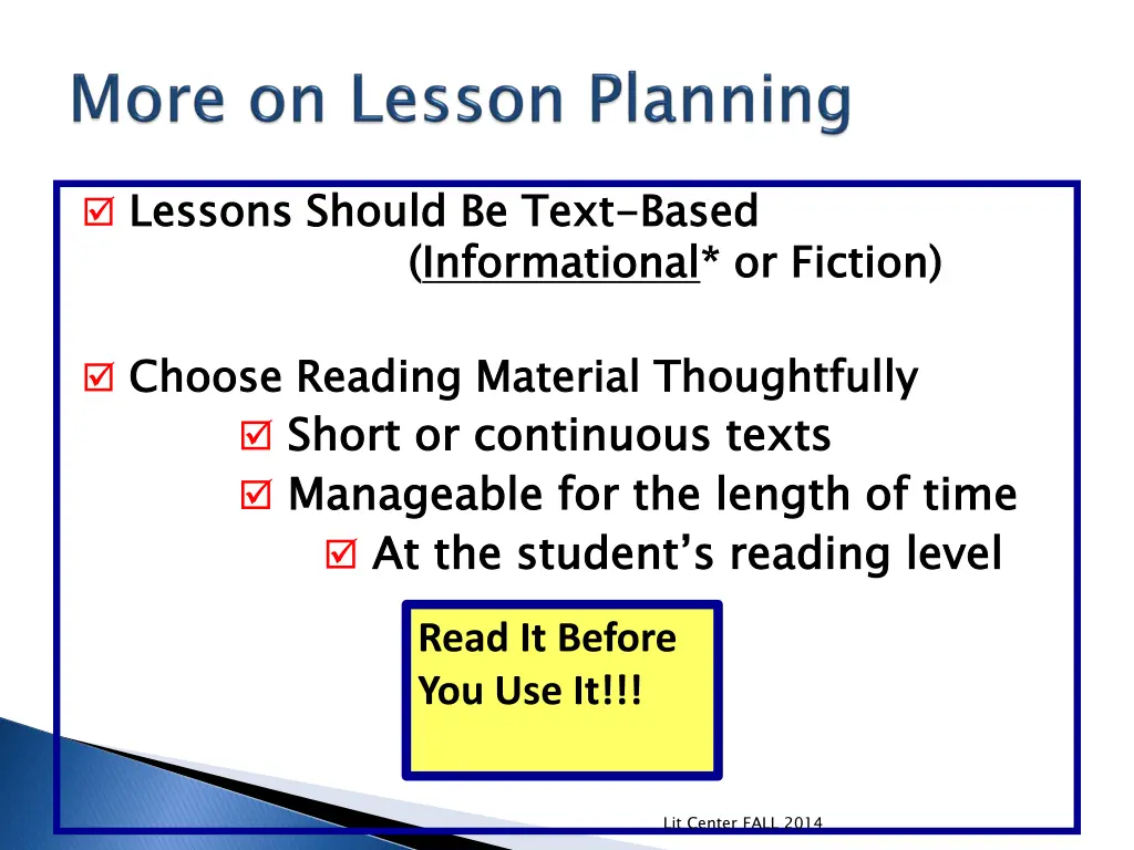 lessons should be text