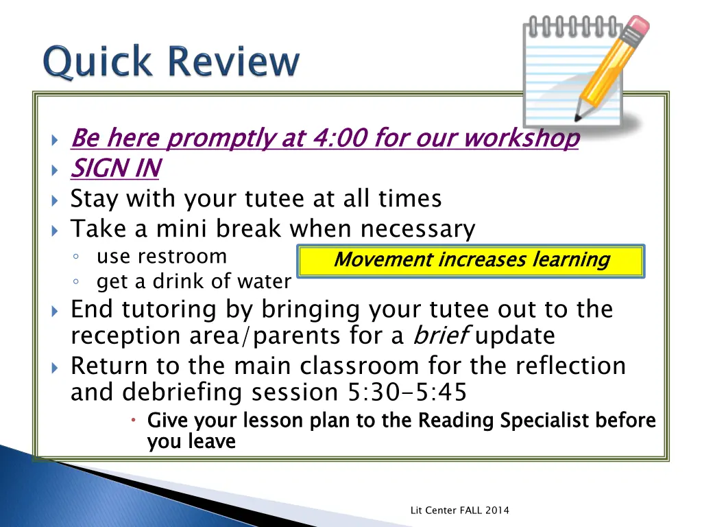 be here promptly at 4 00 for our workshop sign