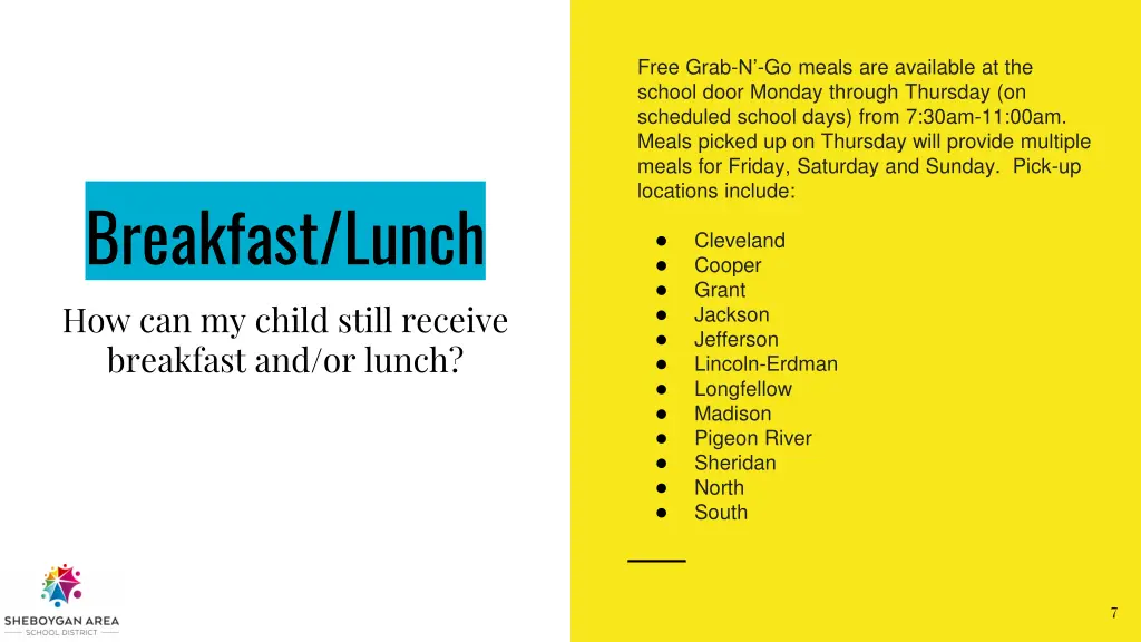 free grab n go meals are available at the school
