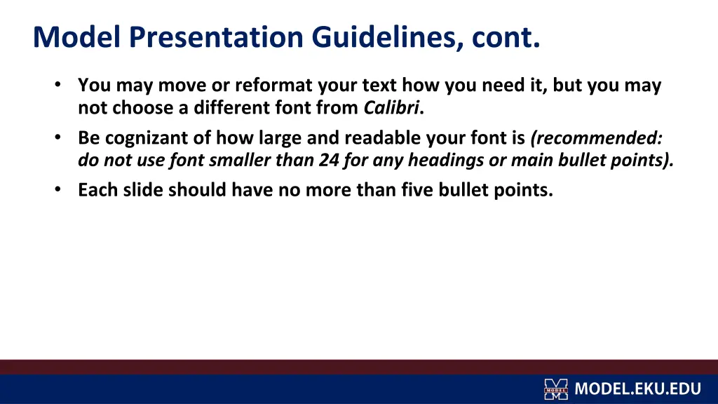 model presentation guidelines cont 1