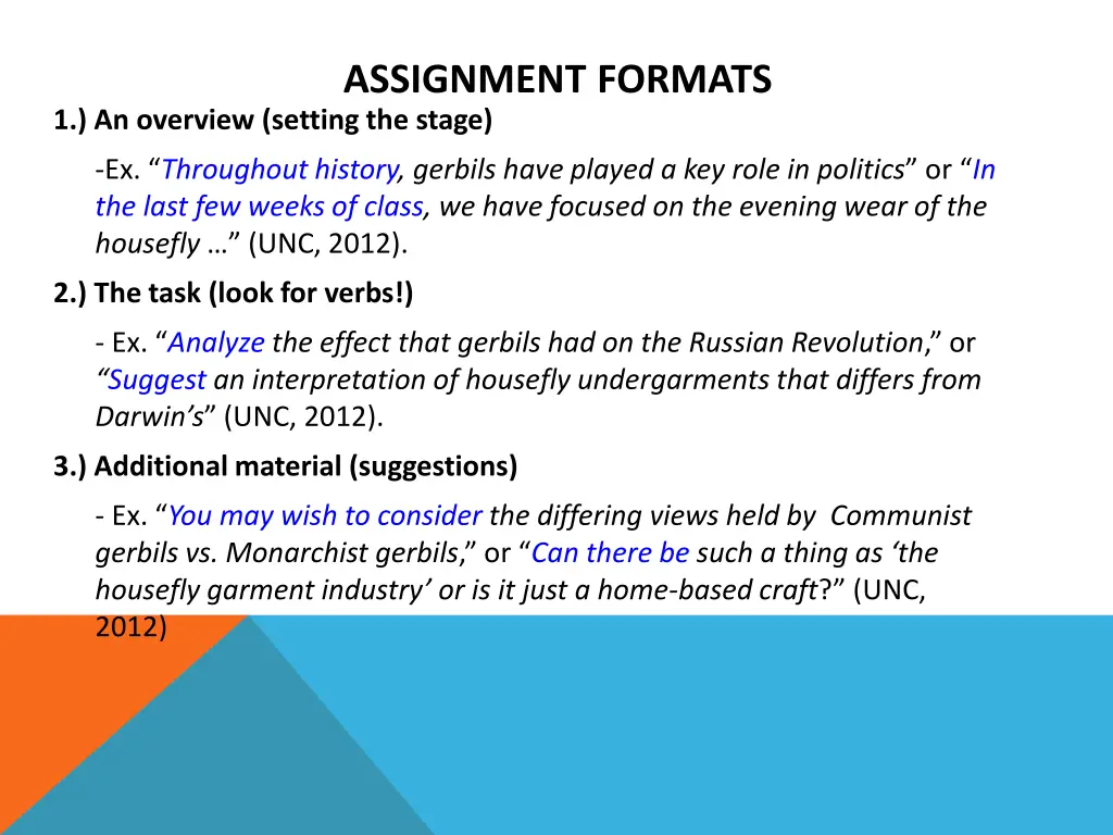 assignment formats
