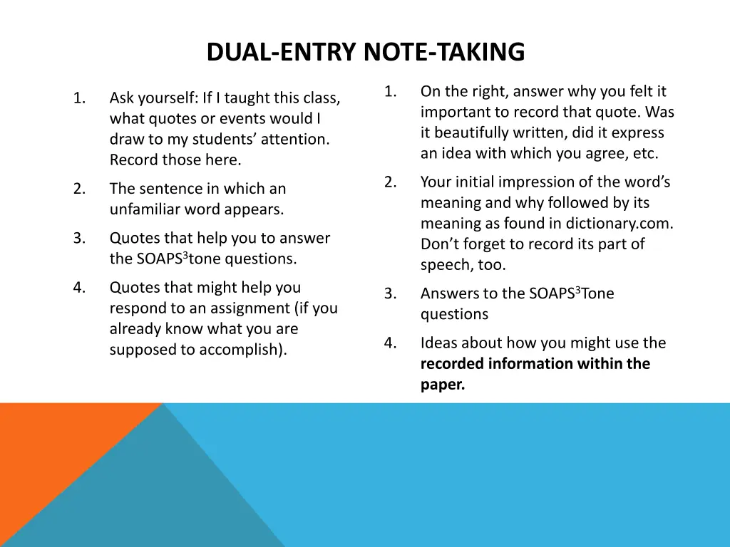 dual entry note taking 1