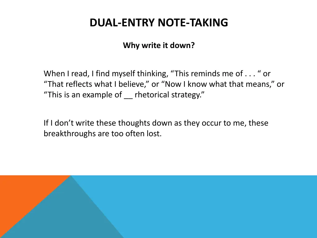dual entry note taking