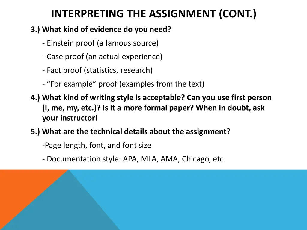 interpreting the assignment cont 1