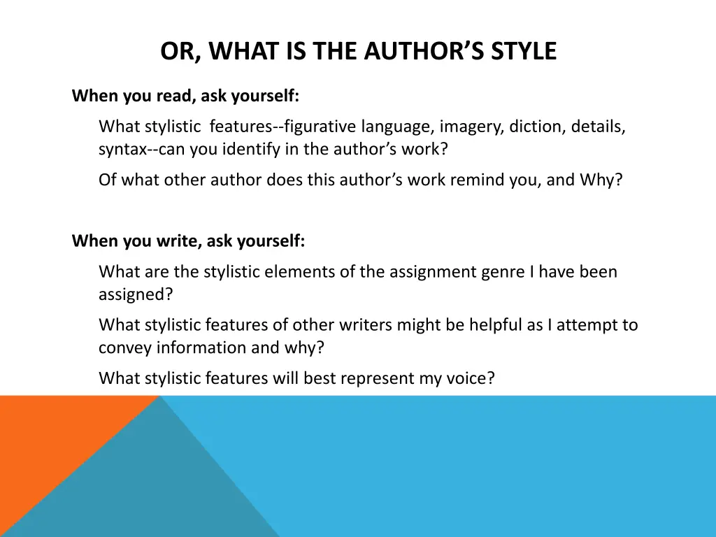 or what is the author s style