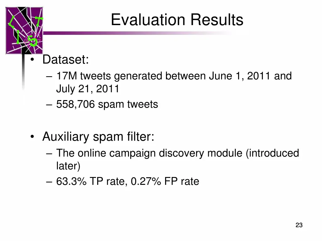 evaluation results