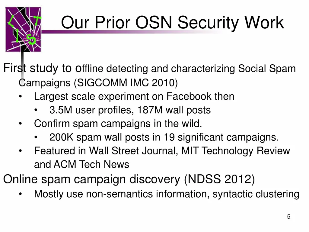 our prior osn security work