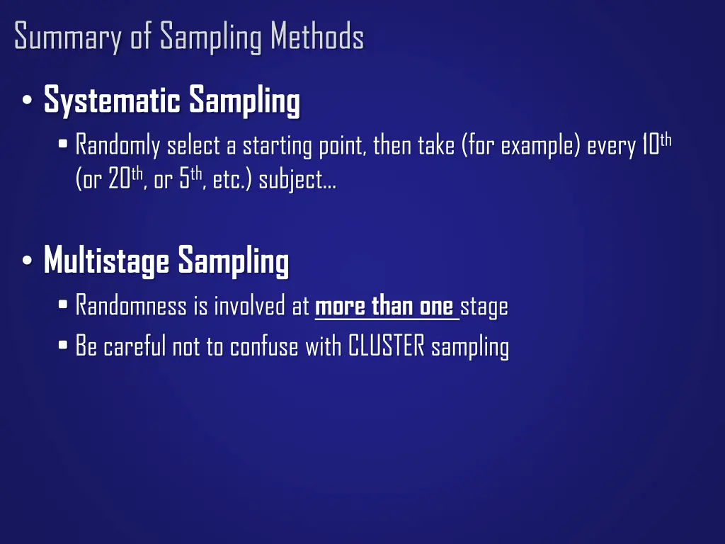 summary of sampling methods 2