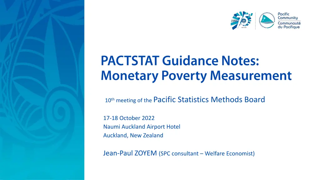 10 th meeting of the pacific statistics methods