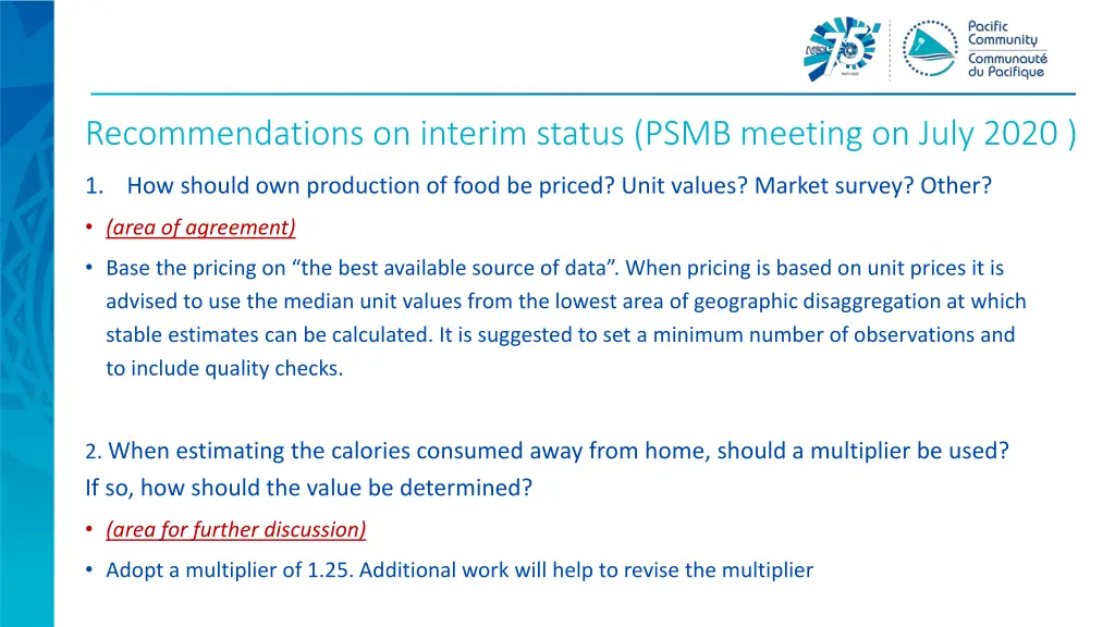recommendations on interim status psmb meeting