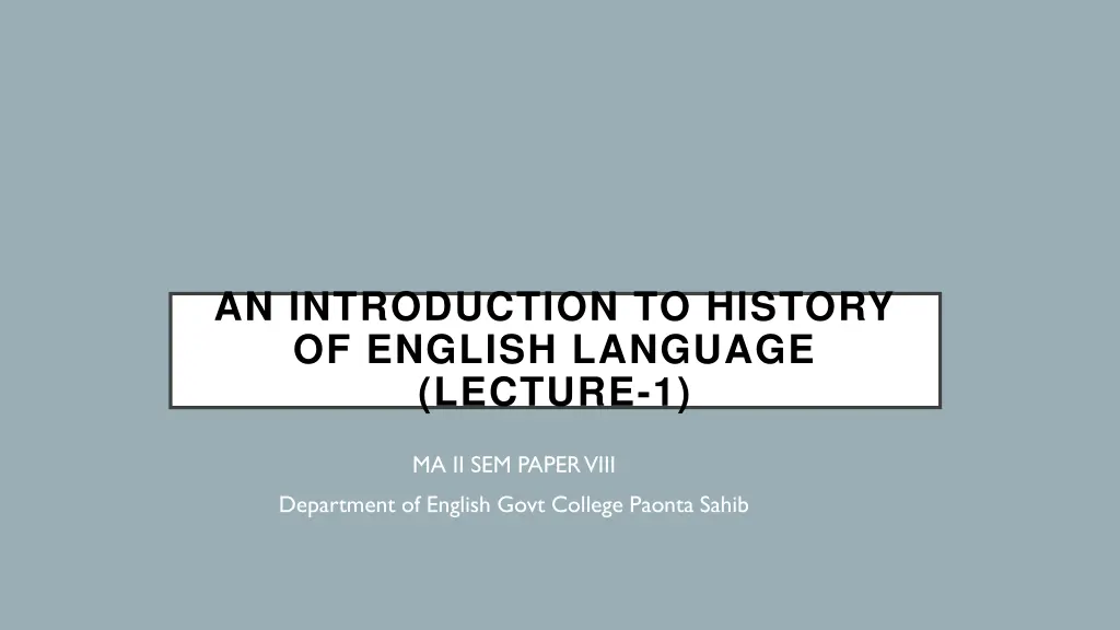 an introduction to history of english language