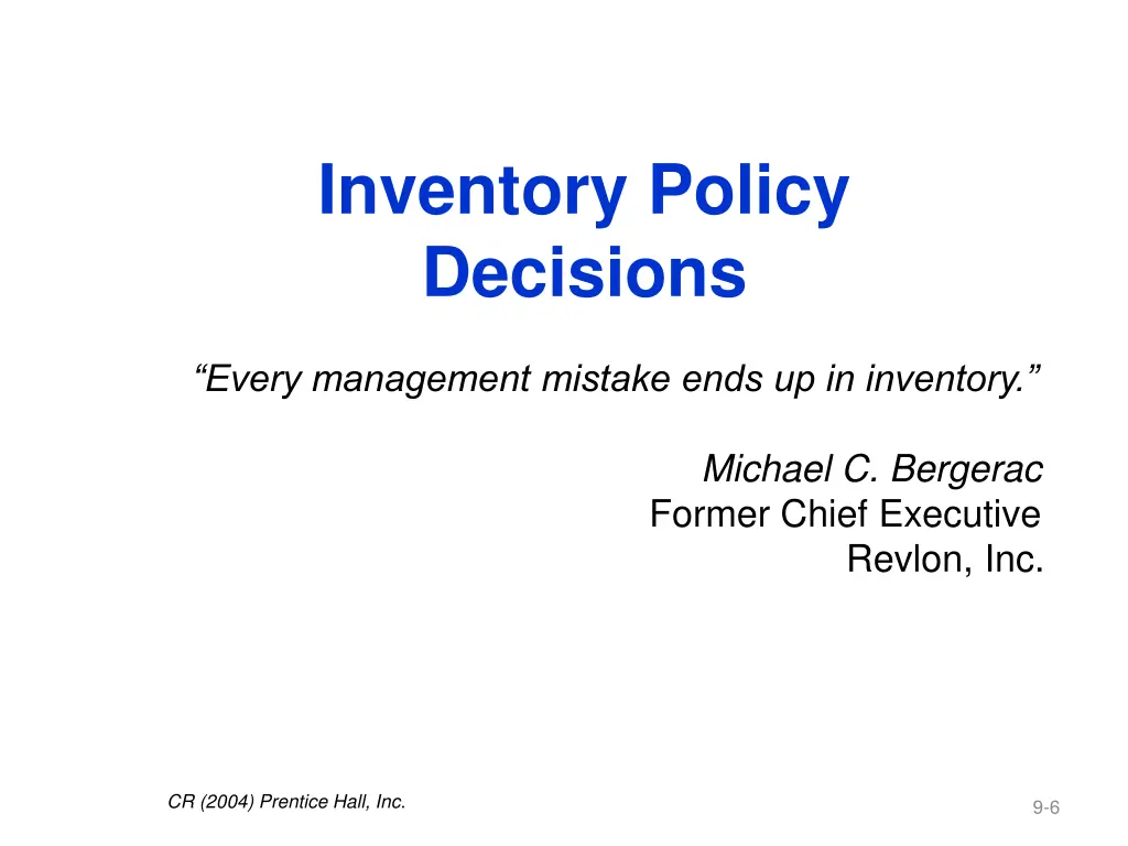 inventory policy decisions