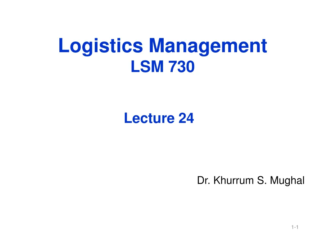 logistics management lsm 730